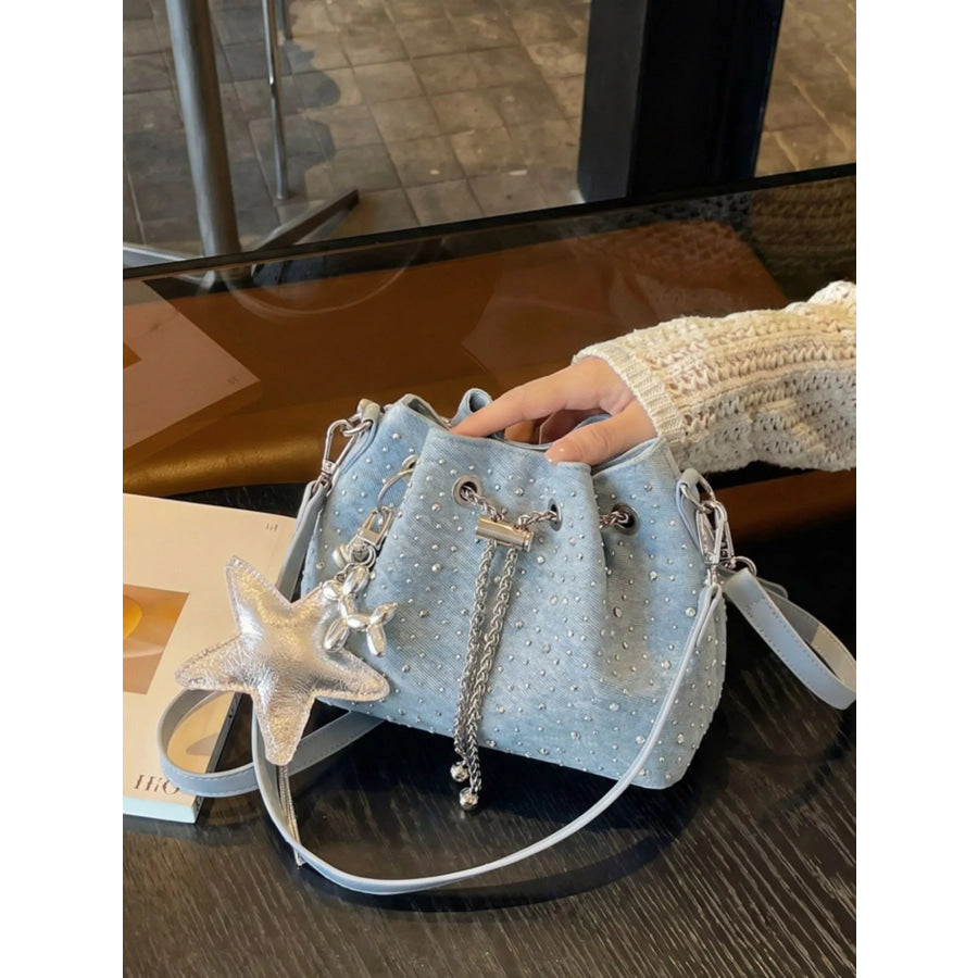 Drawstring Bucket Crossbody Bag Blue / One Size Apparel and Accessories
