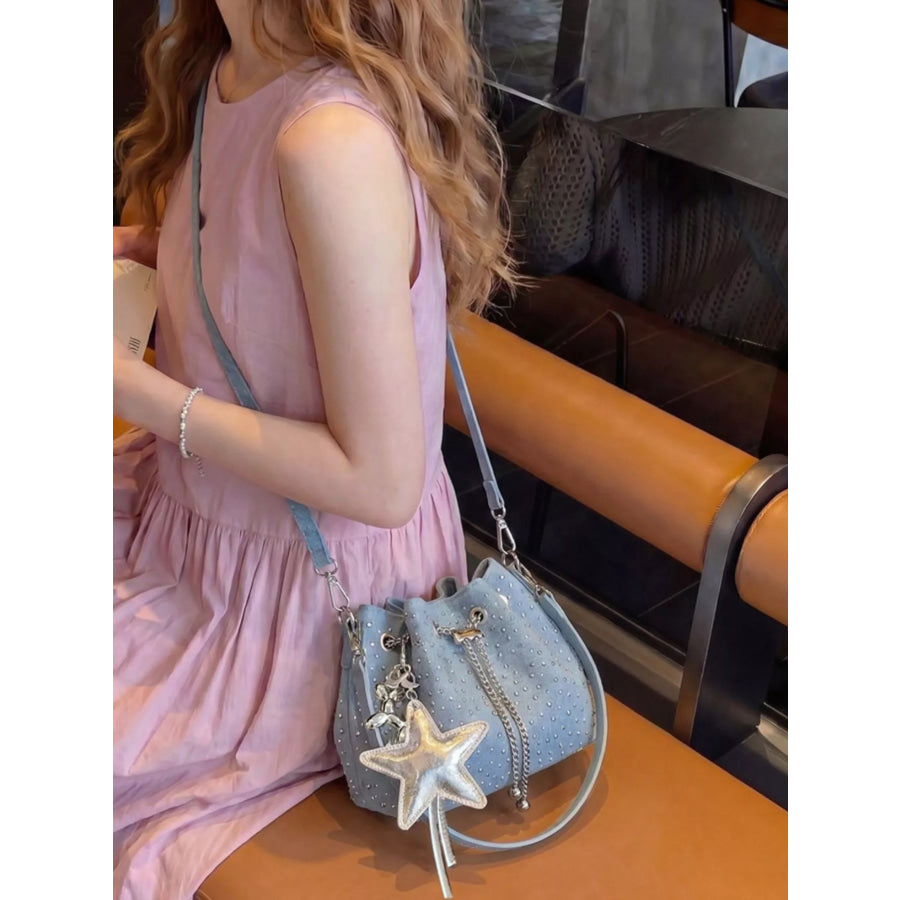 Drawstring Bucket Crossbody Bag Blue / One Size Apparel and Accessories
