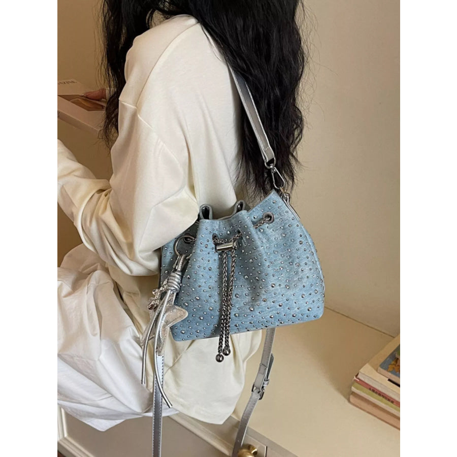 Drawstring Bucket Crossbody Bag Blue / One Size Apparel and Accessories
