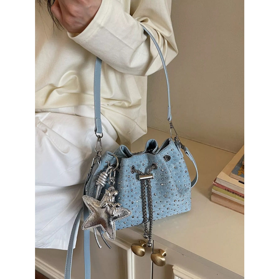 Drawstring Bucket Crossbody Bag Blue / One Size Apparel and Accessories