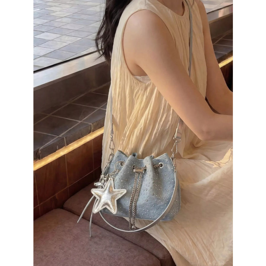 Drawstring Bucket Crossbody Bag Blue / One Size Apparel and Accessories