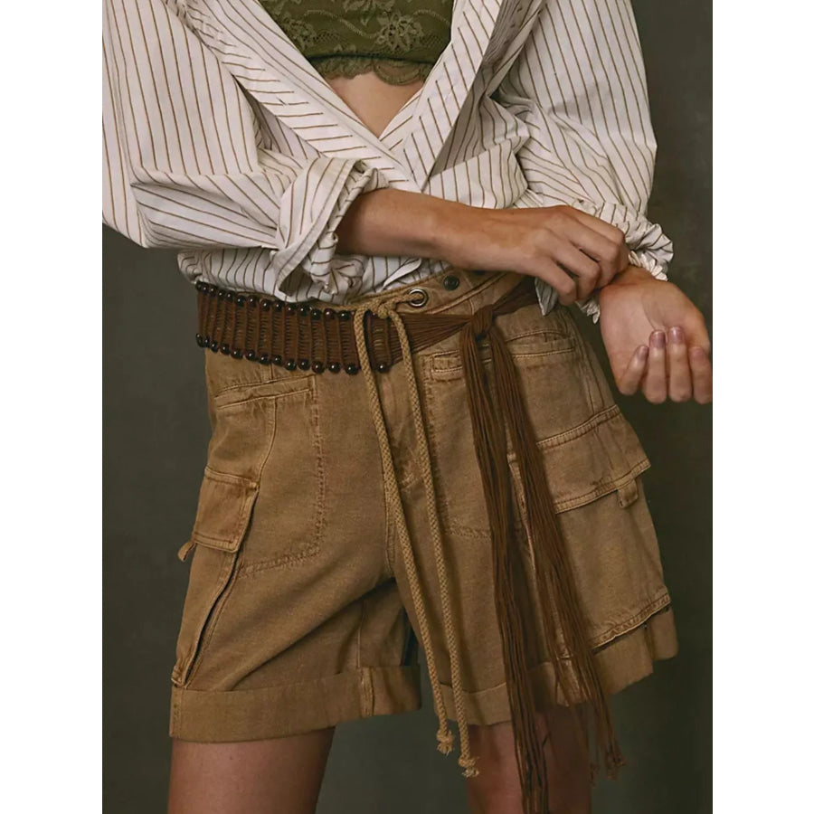 Drawstring Cargo Shorts Brown / S Apparel and Accessories