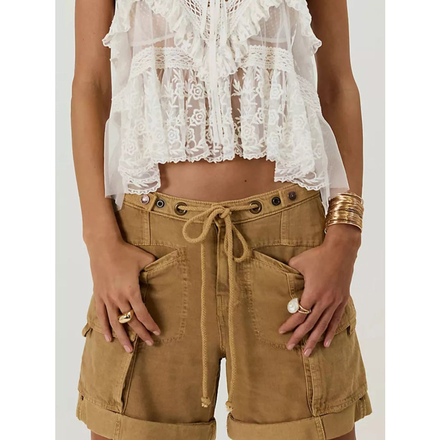 Drawstring Cargo Shorts Brown / S Apparel and Accessories