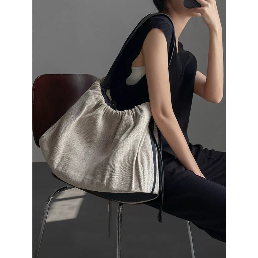 Drawstring Closure Handbag Light Gray / One Size Apparel and Accessories