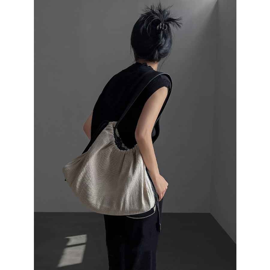 Drawstring Closure Handbag Light Gray / One Size Apparel and Accessories