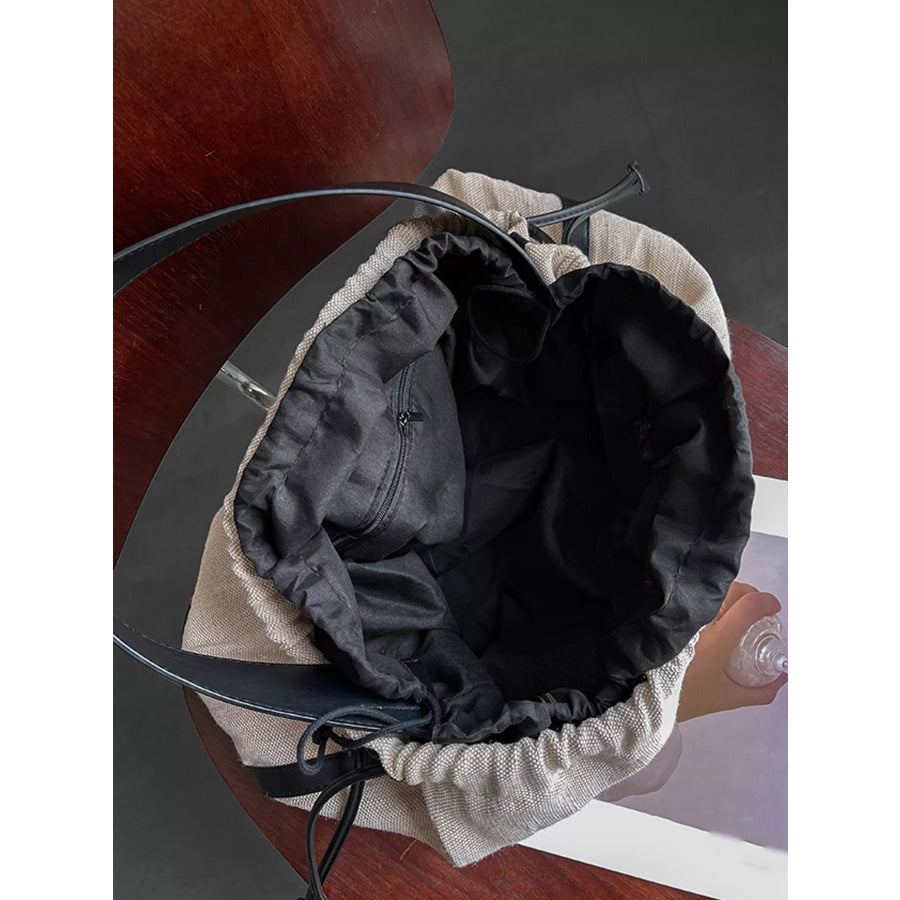 Drawstring Closure Handbag Light Gray / One Size Apparel and Accessories