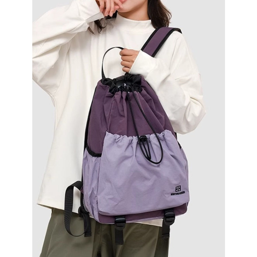 Drawstring Closure Lightweight Backpack Bag Purple / One Size Apparel and Accessories