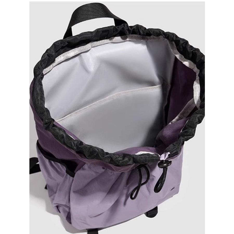 Drawstring Closure Lightweight Backpack Bag Purple / One Size Apparel and Accessories