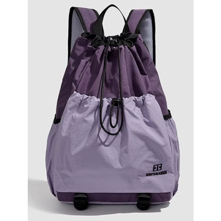 Drawstring Closure Lightweight Backpack Bag Purple / One Size Apparel and Accessories