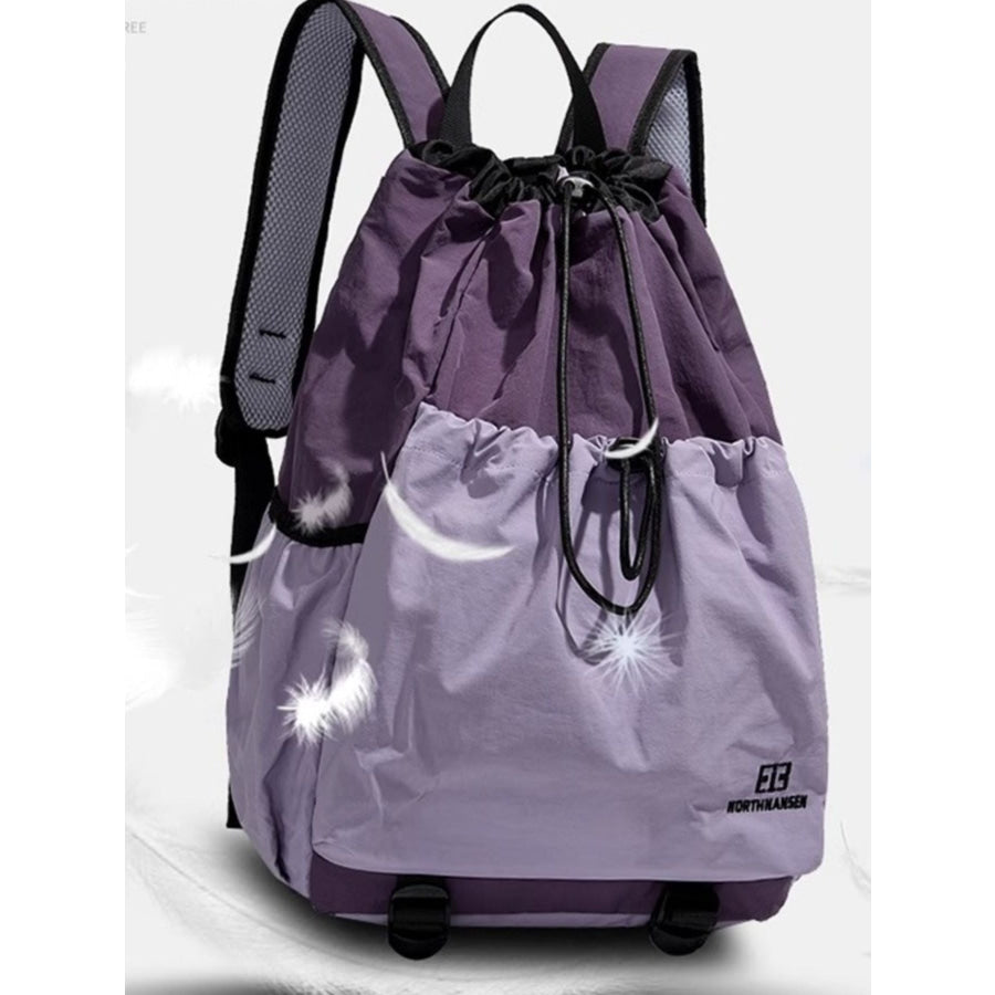 Drawstring Closure Lightweight Backpack Bag Purple / One Size Apparel and Accessories
