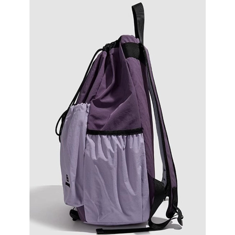 Drawstring Closure Lightweight Backpack Bag Purple / One Size Apparel and Accessories