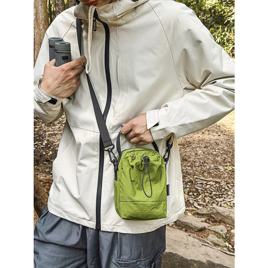 Drawstring Closure Lightweight Shoulder Bag Green / One Size Apparel and Accessories