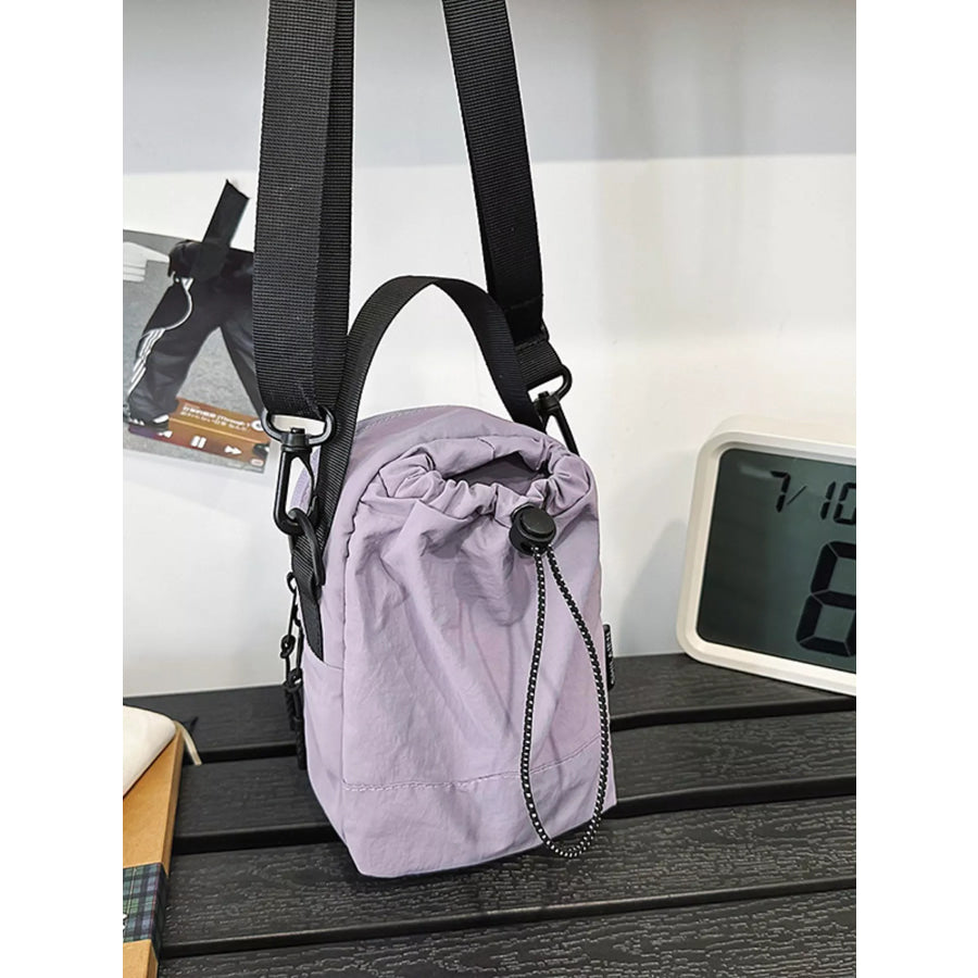 Drawstring Closure Lightweight Shoulder Bag Purple / One Size Apparel and Accessories