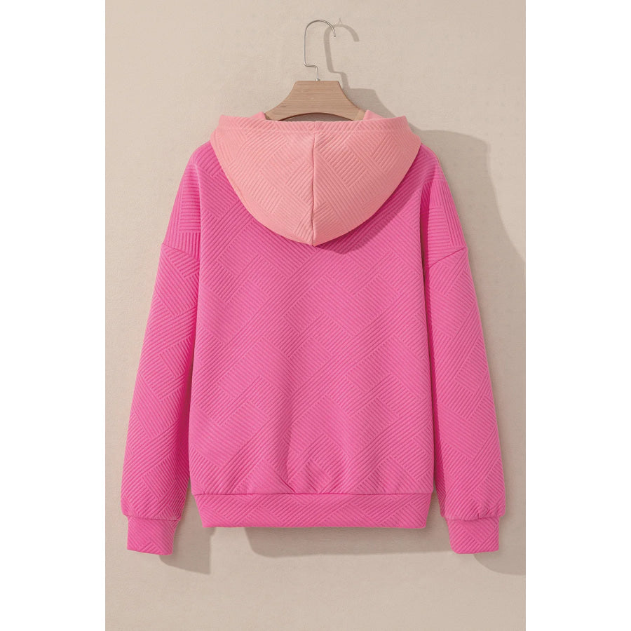 Drawstring Color Block Long Sleeve Hoodie Apparel and Accessories