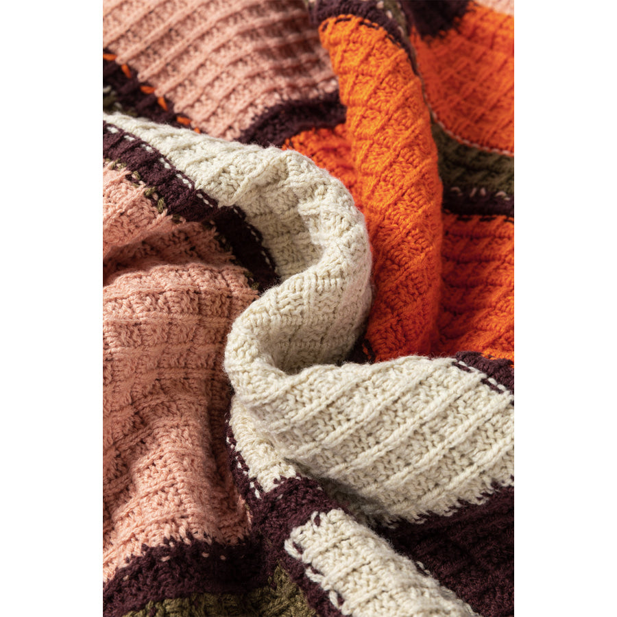 Drawstring Color Block Mock Neck Sweater Apparel and Accessories