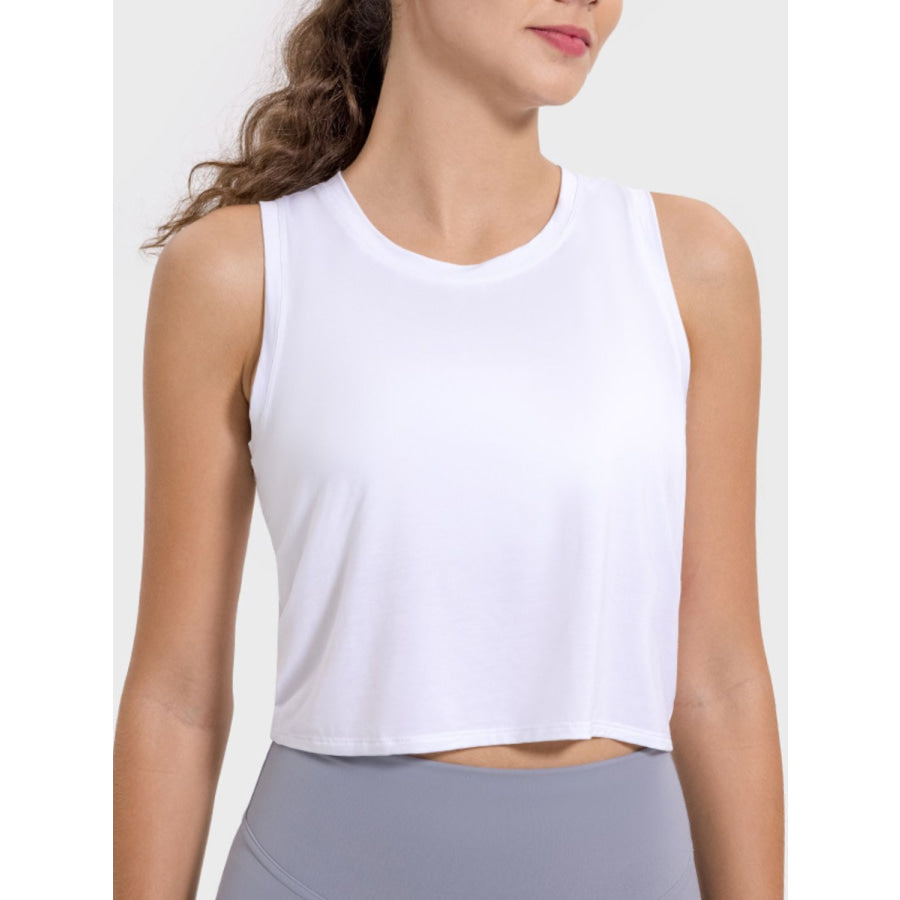 Drawstring Cutout Round Neck Active Tank Apparel and Accessories