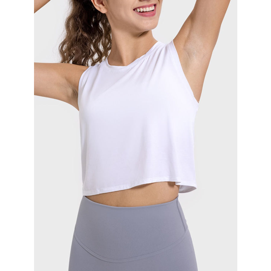 Drawstring Cutout Round Neck Active Tank Apparel and Accessories