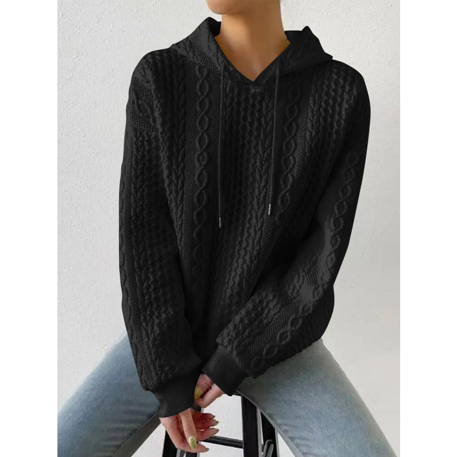 Drawstring Drop Shoulder Long Sleeve Hoodie Apparel and Accessories