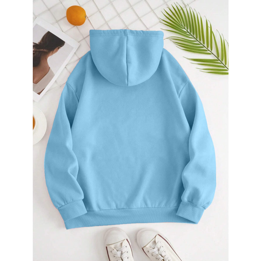 Drawstring Dropped Shoulder Hoodie Apparel and Accessories