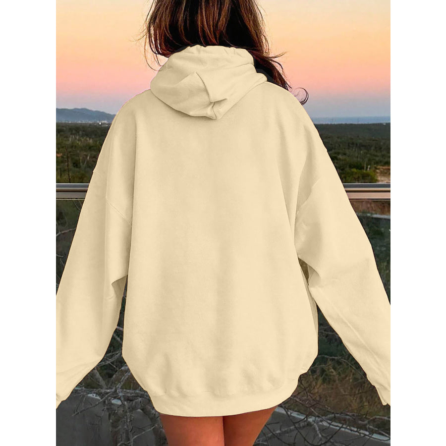 Drawstring Dropped Shoulder Hoodie Apparel and Accessories