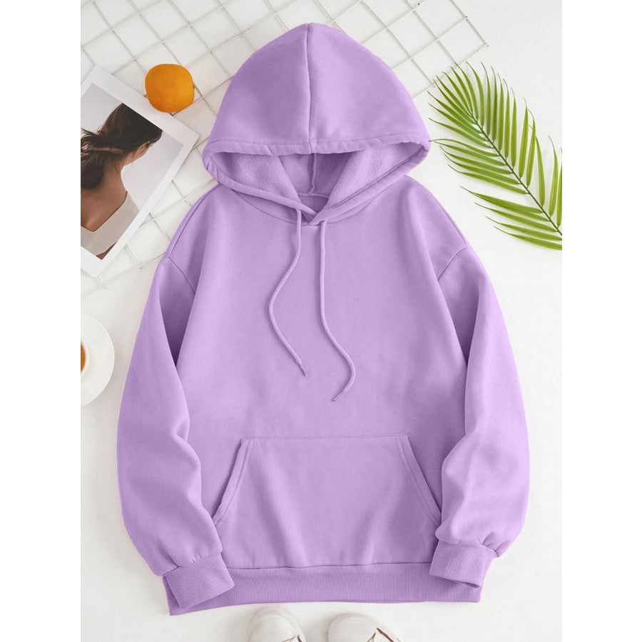 Drawstring Dropped Shoulder Hoodie Apparel and Accessories