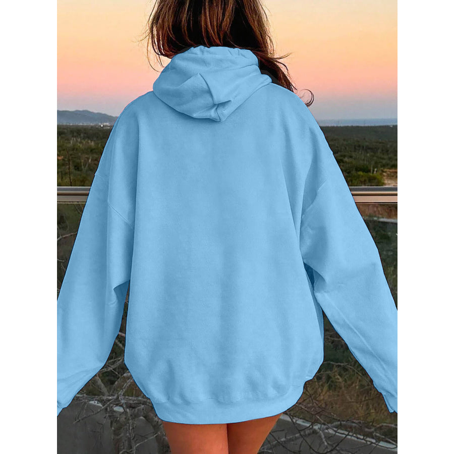 Drawstring Dropped Shoulder Hoodie Apparel and Accessories