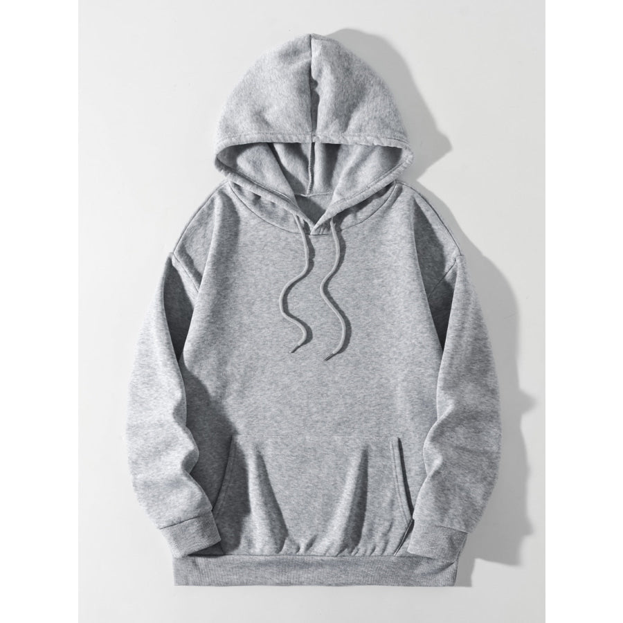 Drawstring Dropped Shoulder Hoodie Apparel and Accessories