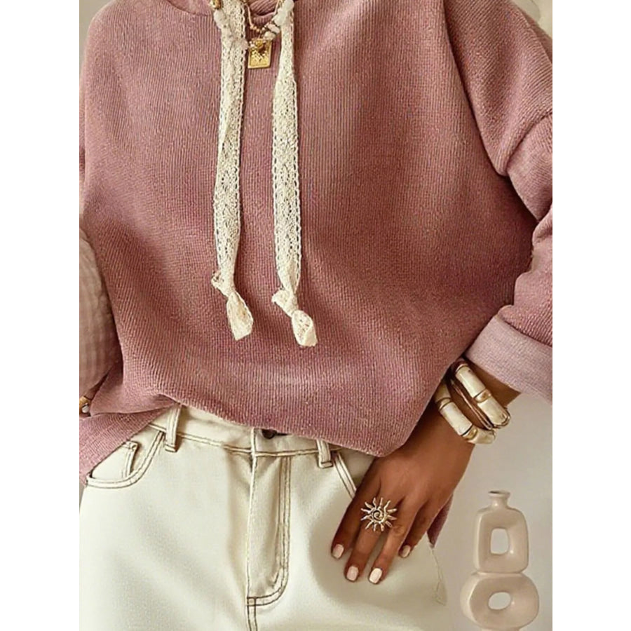 Drawstring Dropped Shoulder Hoodie Apparel and Accessories