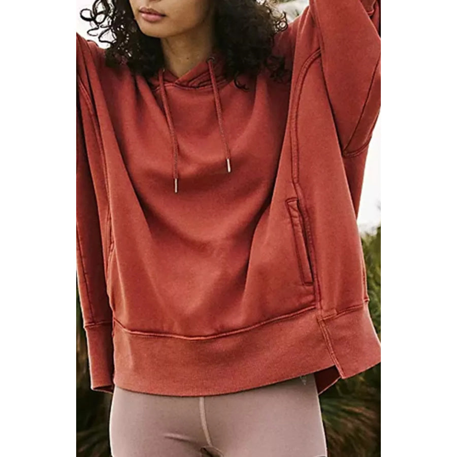 Drawstring Dropped Shoulder Hoodie Apparel and Accessories