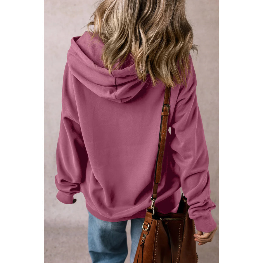 Drawstring Dropped Shoulder Long Sleeve Hoodie Apparel and Accessories