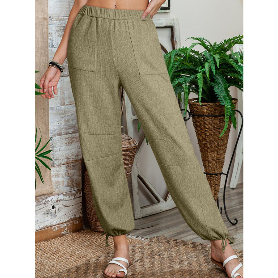 Drawstring Elastic Waist Joggers Apparel and Accessories