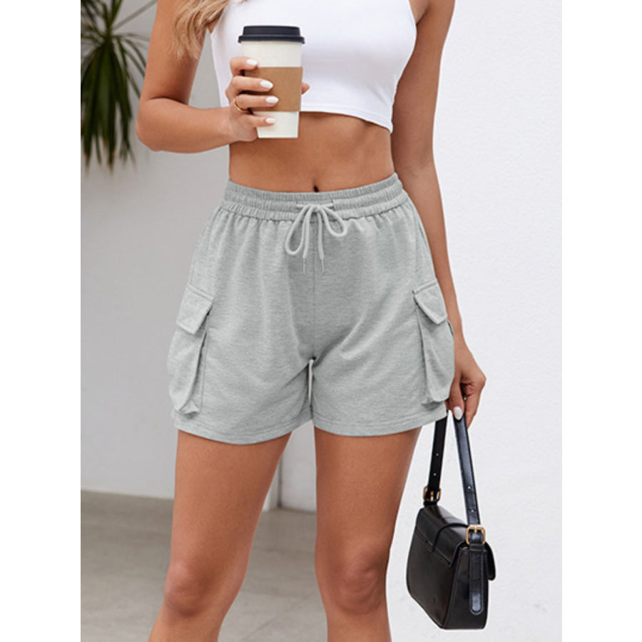 Drawstring Elastic Waist Shorts with Pockets Apparel and Accessories