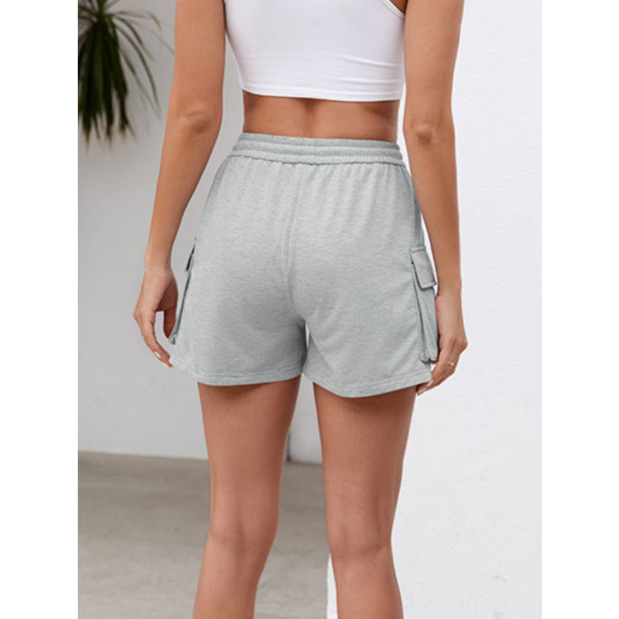 Drawstring Elastic Waist Shorts with Pockets Apparel and Accessories