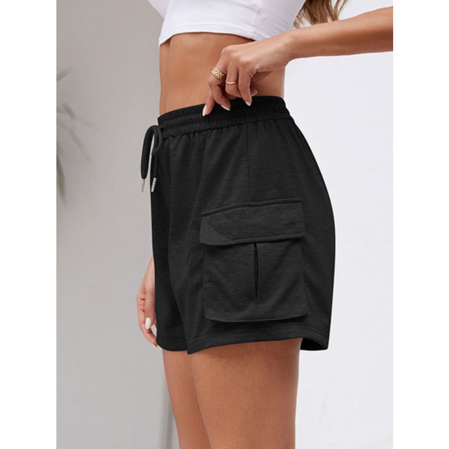 Drawstring Elastic Waist Shorts with Pockets Apparel and Accessories