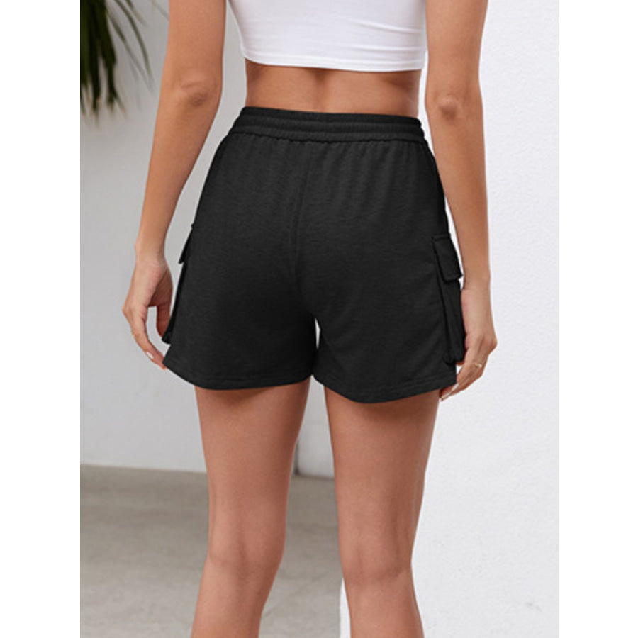 Drawstring Elastic Waist Shorts with Pockets Apparel and Accessories