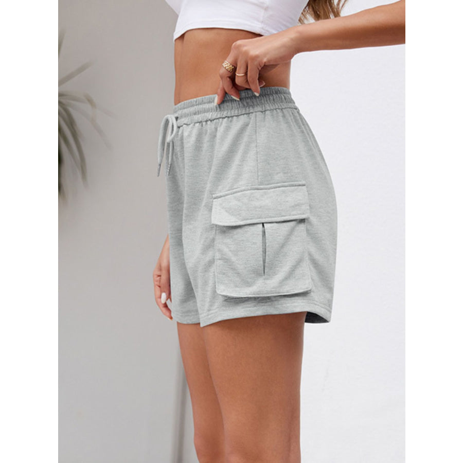 Drawstring Elastic Waist Shorts with Pockets Apparel and Accessories