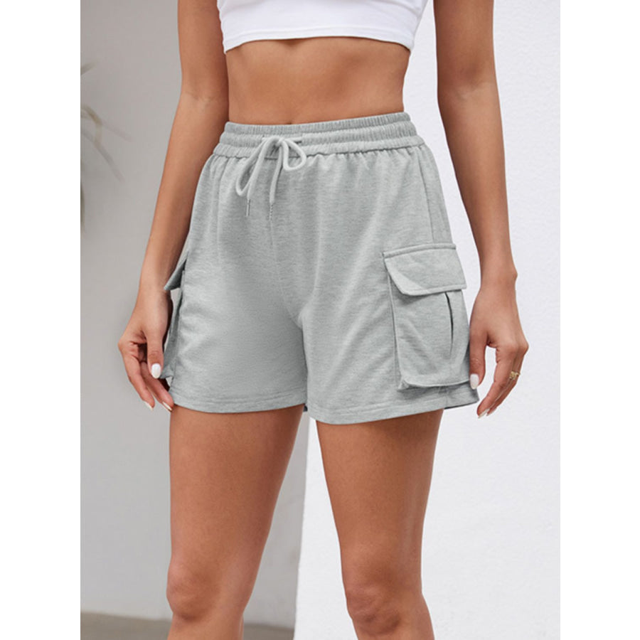 Drawstring Elastic Waist Shorts with Pockets Apparel and Accessories