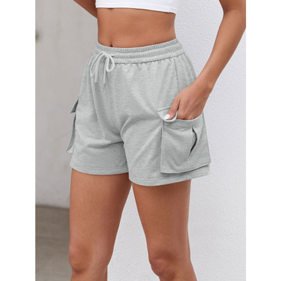 Drawstring Elastic Waist Shorts with Pockets Apparel and Accessories