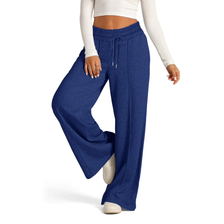 Drawstring Elastic Waist Wide Leg Pants Apparel and Accessories