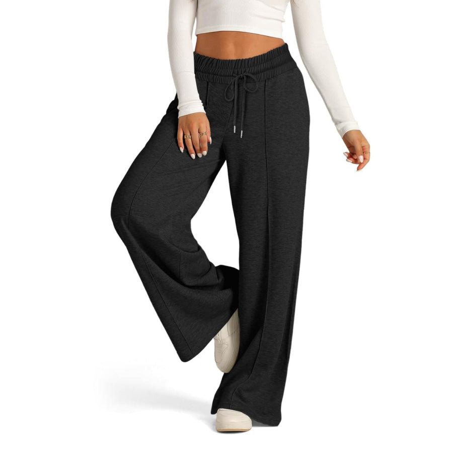 Drawstring Elastic Waist Wide Leg Pants Apparel and Accessories