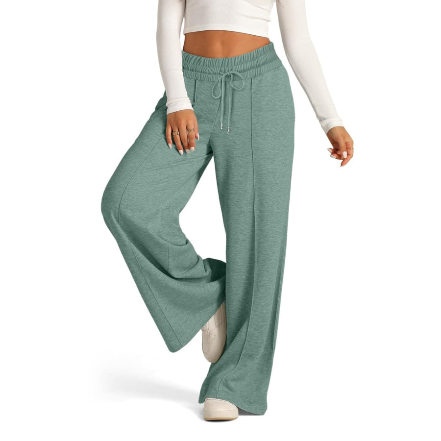 Drawstring Elastic Waist Wide Leg Pants Apparel and Accessories