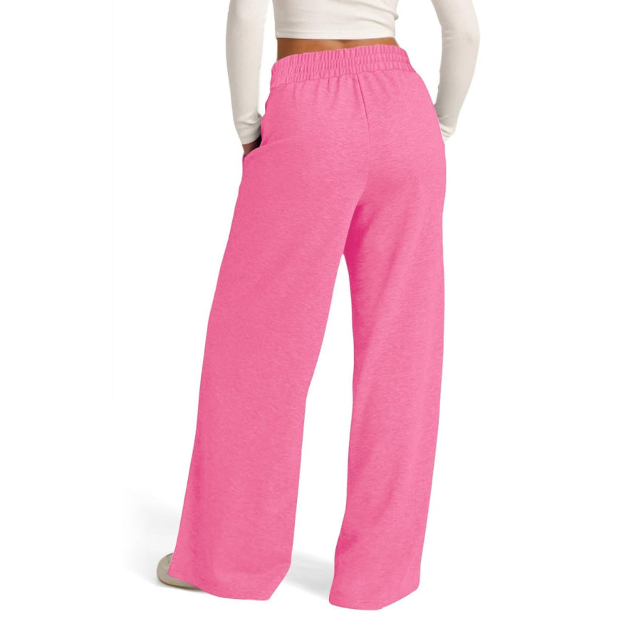 Drawstring Elastic Waist Wide Leg Pants Apparel and Accessories