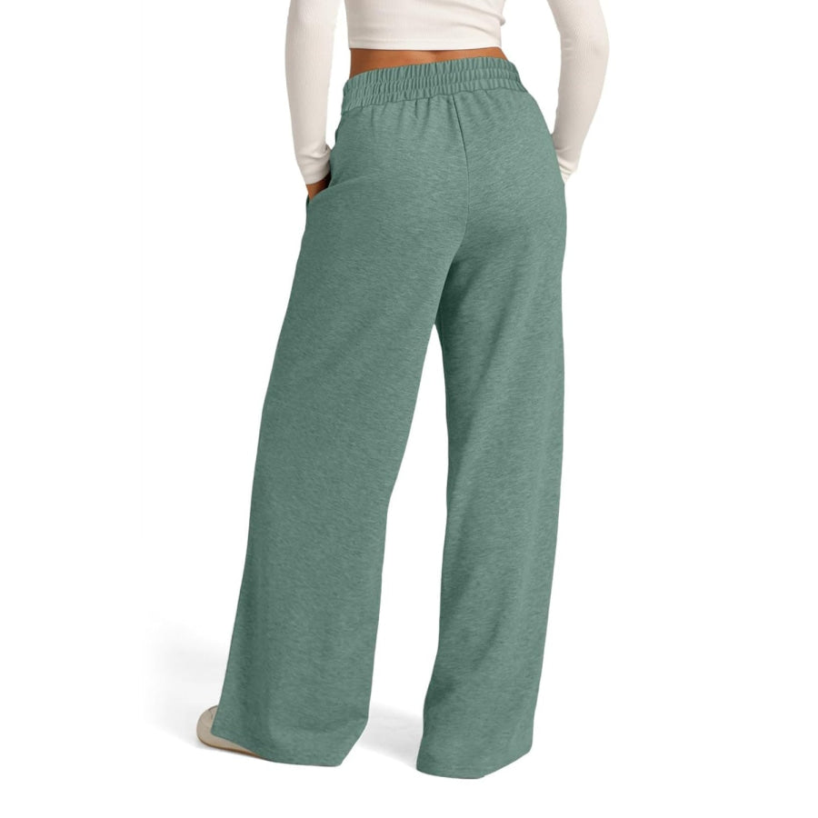 Drawstring Elastic Waist Wide Leg Pants Apparel and Accessories