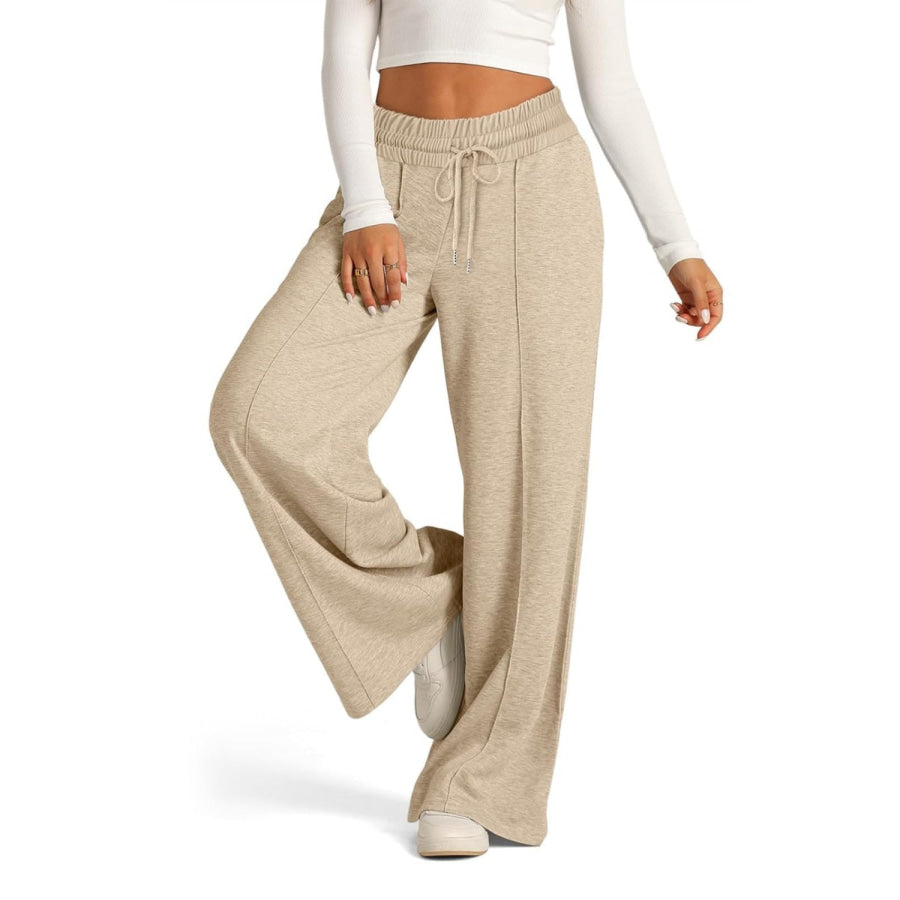 Drawstring Elastic Waist Wide Leg Pants Apparel and Accessories