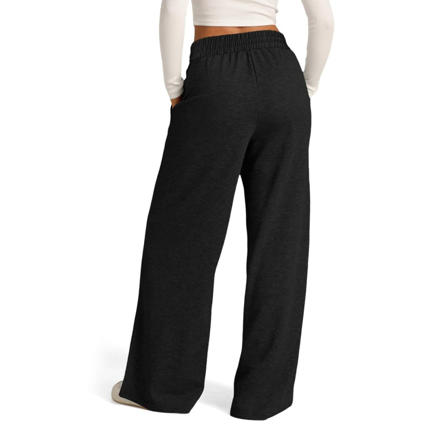 Drawstring Elastic Waist Wide Leg Pants Apparel and Accessories