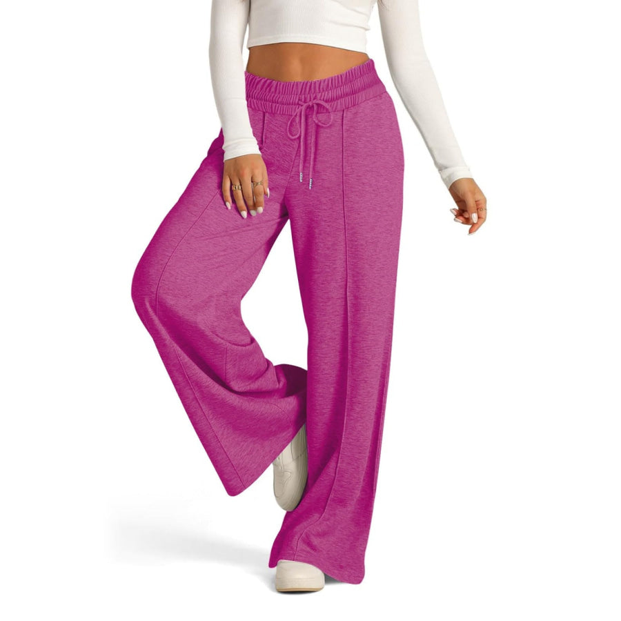 Drawstring Elastic Waist Wide Leg Pants Apparel and Accessories