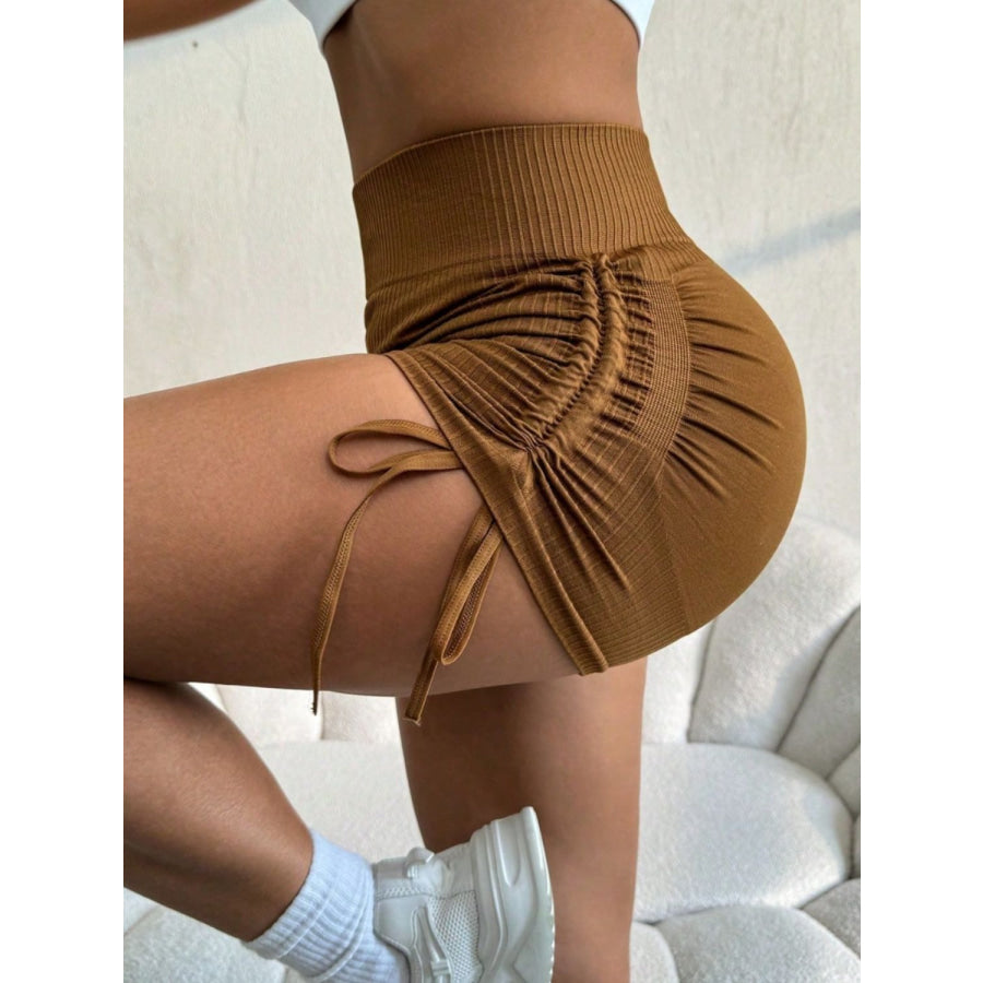 Drawstring High Waist Active Shorts Apparel and Accessories