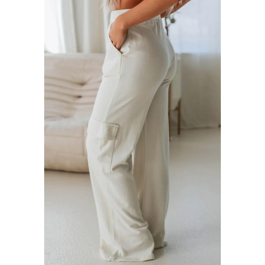 Drawstring High Waist Pants with Pockets Apparel and Accessories