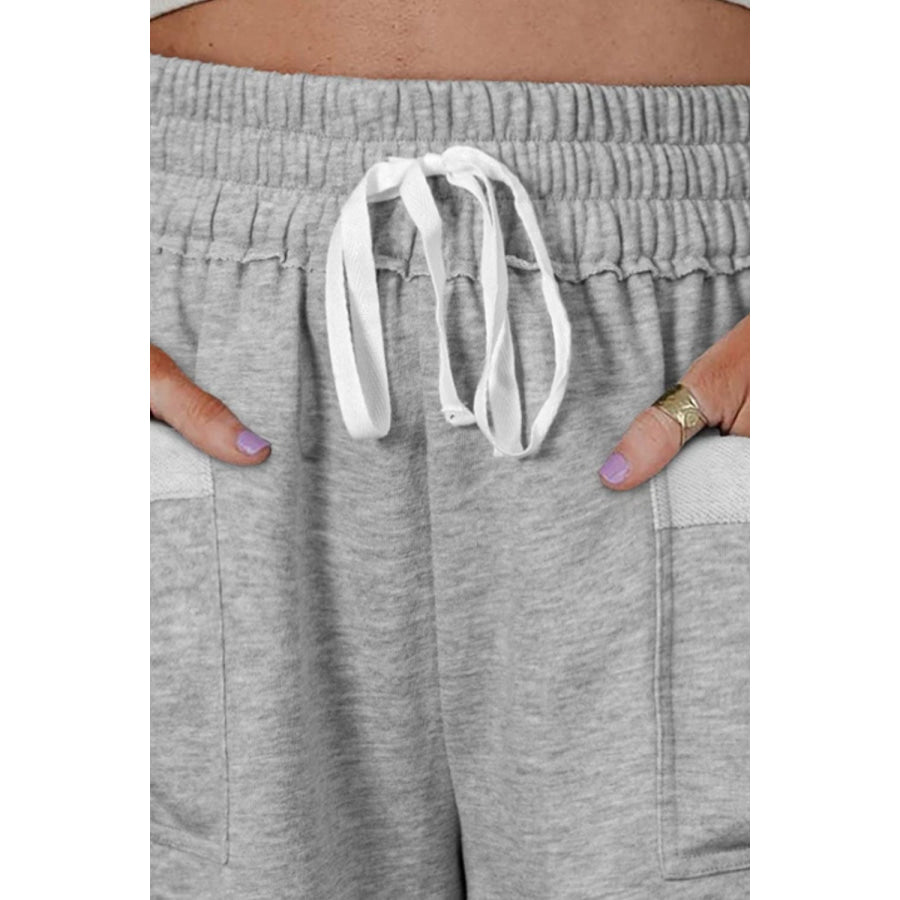 Drawstring High Waist Shorts with Pockets Apparel and Accessories