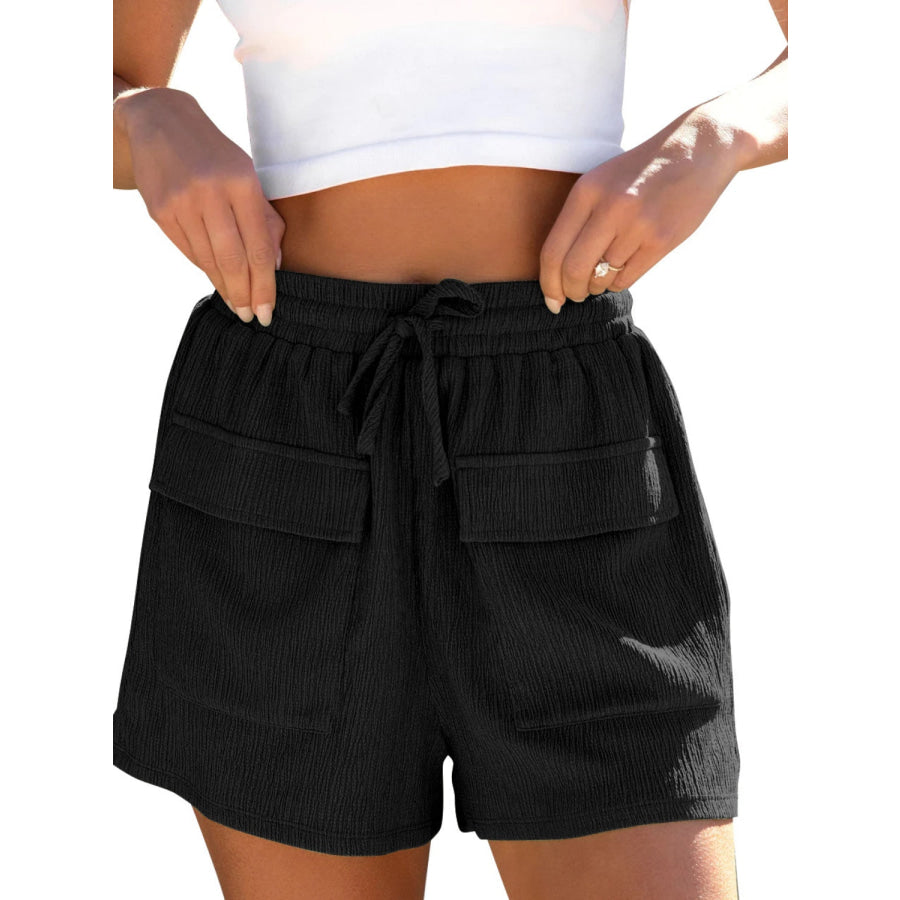 Drawstring High Waist Shorts with Pockets Apparel and Accessories